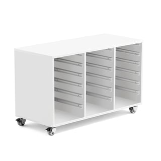 Wooden tray storage unit IDA, 3 columns, 1020x450x635 mm, white