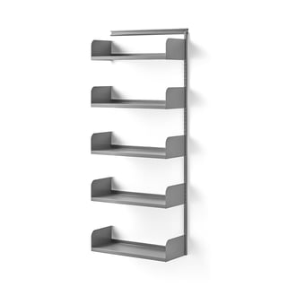 Hyllsystem SHAPE, påbyggnadssektion, plåthyllor, 1951x800x300 mm, silver
