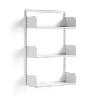 Wall shelving SHAPE, basic unit, metal shelves, 1237x800x300 mm, white