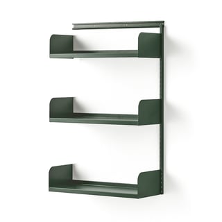 Wall shelving SHAPE, add-on, metal shelves, 1237x800x300 mm, green