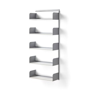 Wall shelving SHAPE, add-on, wood shelves, 1951x800x300 mm, alu/white