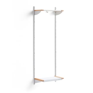 Cloakroom unit JEPPE with hat shelf, basic unit, 1790x600x310 mm, white/birch