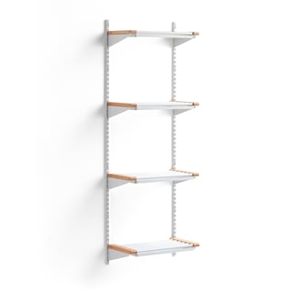 Cloakroom unit JEPPE with 4 shoe shelves, basic unit, 1790x600x310 mm, white/birch