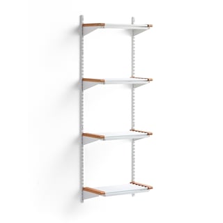 Cloakroom unit JEPPE with 4 shoe shelves, basic unit, 1790x600x310 mm, white/oak