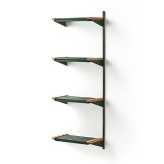 Cloakroom unit JEPPE with 4 shoe shelves, add-on unit, 1790x600x310 mm, green/oak