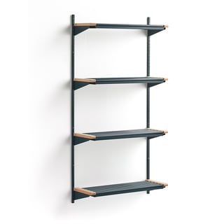 Cloakroom unit JEPPE with 4 shoe shelves, basic unit, 1790x900x310 mm, blue/birch