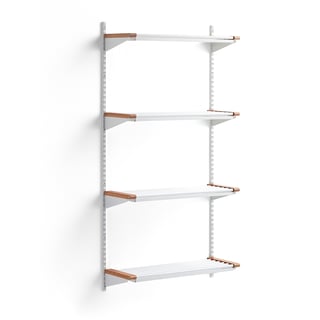 Cloakroom unit JEPPE with 4 shoe shelves, basic unit, 1790x900x310 mm, white/oak