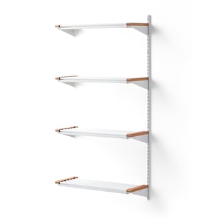 Cloakroom unit JEPPE with 4 shoe shelves, add-on unit, 1790x900x310 mm, white/oak