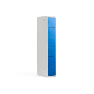 Locker 6-deurs CLASSIC, 1 module, 1740 x 300 x 550 mm, blauw