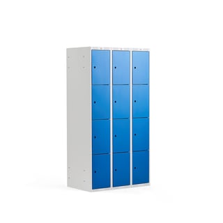 Schließfachschrank CLASSIC, 3 Module/4 Türen, 1740 x 900 x 550 mm, blau