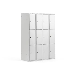 Schließfachschrank CLASSIC, 4 Module/3 Türen, 1740 x 1200 x 550 mm, grau