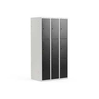 Schließfachschrank CLASSIC, 3 Module/3 Türen, 1740 x 900 x 550 mm, schwarz