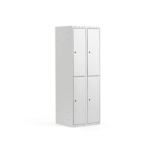 Schließfachschrank CLASSIC, 2 Module/2 Türen, 1740 x 600 x 550 mm, grau