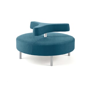 Ottoman DOT with 3-armed backrest, Ø 1300 mm, Medley fabric, ocean blue