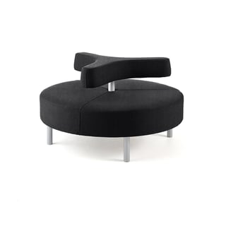 Hocker DOT mit 3-armiger Rückenlehne, Ø 1300 mm, Medley-Stoff, schwarz