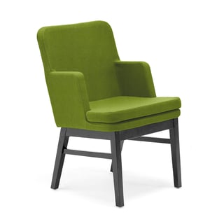 Armchair EASY, dark wood frame, Medley fabric, lime green