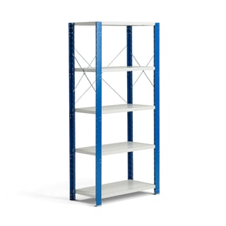 Shelving MIX, basic section, 1740x800x400 mm, blue, grey