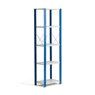 Shelving MIX, basic section, 2100x600x400 mm, blue, grey