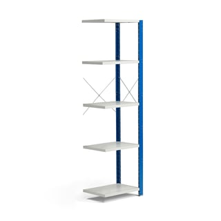 Legbordstelling MIX, aanbouw, 2100 x 600 x 400 mm, blauw, grijs