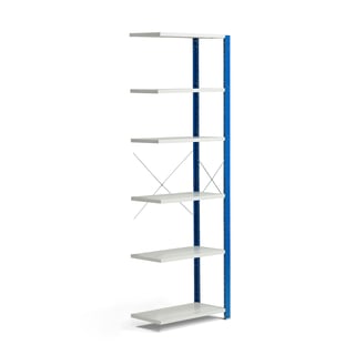 Legbordstelling MIX, aanbouw, 2500 x 800 x 400 mm, blauw, grijs