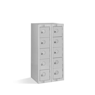 Personal effects locker, floor standing, 940x450x380 mm, 10 door, grey