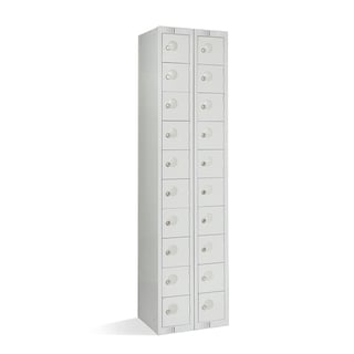 Personal effects locker, floor standing, 1800x450x380 mm, 20 door, grey