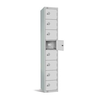 Charging locker, starter unit, 1800x300x480 mm, 8 door, grey