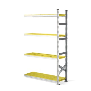 Galvanised food shelving TRANSFORM, add-on unit, 1972x1200x400 mm, yellow