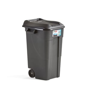 Recyclebak LEWIS met deksel, 120 l, zwart