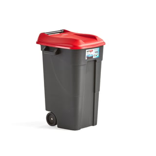 Recyling bin LEWIS with lid, 120 L, red