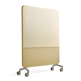 Mobile glass board MARY with acoustic panel, 1500x1960 mm, yellow