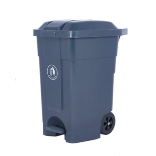 Wheelie bin with pedal opening, 70 L, grey