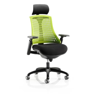 Office chair LEWES with headrest, black with green back