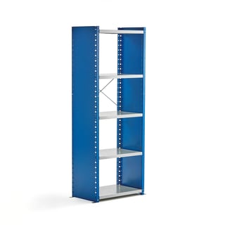 Legbordstelling MIX, basis, 1740 x 600 x 400 mm, gesloten frame, blauw, grijs