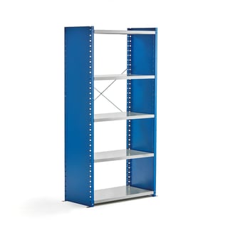 Legbordstelling MIX, basis, 1740 x 800 x 400 mm, gesloten frame, blauw, grijs