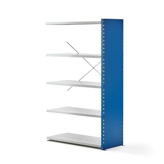 Shelving MIX, add-on unit, 1740x1000x400 mm, closed end frame, blue, grey