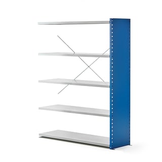 Shelving MIX, add-on unit, 1740x1300x400 mm, closed end frame, blue, grey