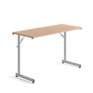 Basic vergadertafel CLAIRE, 1200 x 500 x 720 mm, beuken, alu grijs