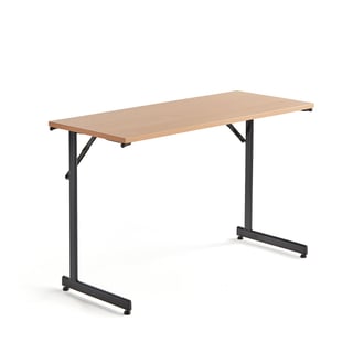 Konferenztisch CLAIRE, klappbar, 1200 x 500 mm, Laminat Buche/schwarz