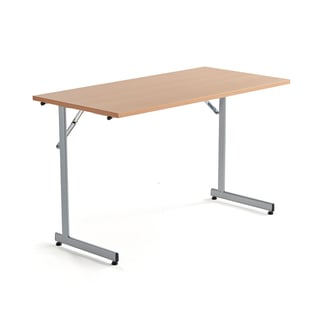 Office folding table CLAIRE, 1200x600x720 mm, beech, alu grey