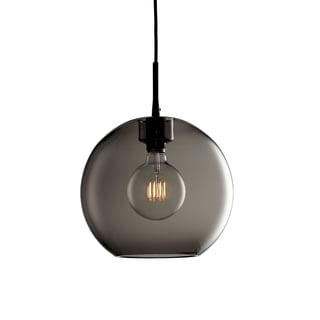 Taklampe GATSBY, svart/ røkfarget glass