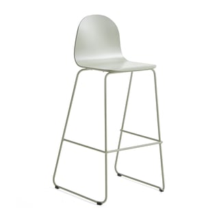 Bar chair GANDER, skid base, seat height: 790 mm, laquered, green grey