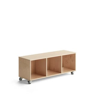 Storage unit RICO, with wheels, 3 comps, W 1200 mm, birch