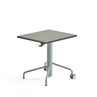 Sit-stand desk ARISE, 600x700 mm, grey frame, grey linoleum