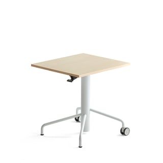 Sit-stand desk ARISE, 600x700 mm, white frame, birch laminate