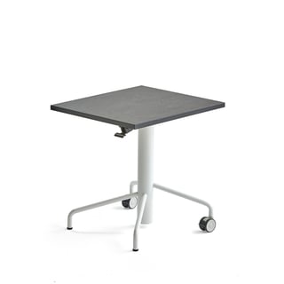 Sit-stand desk ARISE, 600x700 mm, white frame, dark grey linoleum