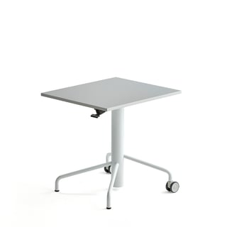 Sit-stand desk ARISE, 600x700 mm, white frame, grey laminate