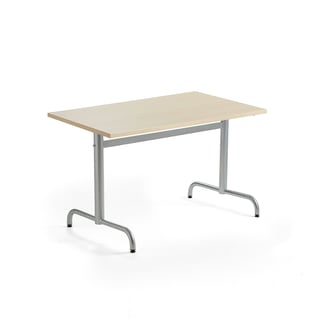 Bord PLURAL, 1200x800x720 mm, støjreducerende højtrykslaminat, birk, sølv