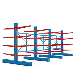 Nokomplektēta konsoļu plauktu sekcija EXPAND īpaši augstai slodzei, 32 x 1000 mm konsoles, 16000 kg