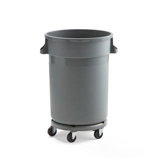 Plastic waste container DOUGLAS with dolly, 120 L, grey